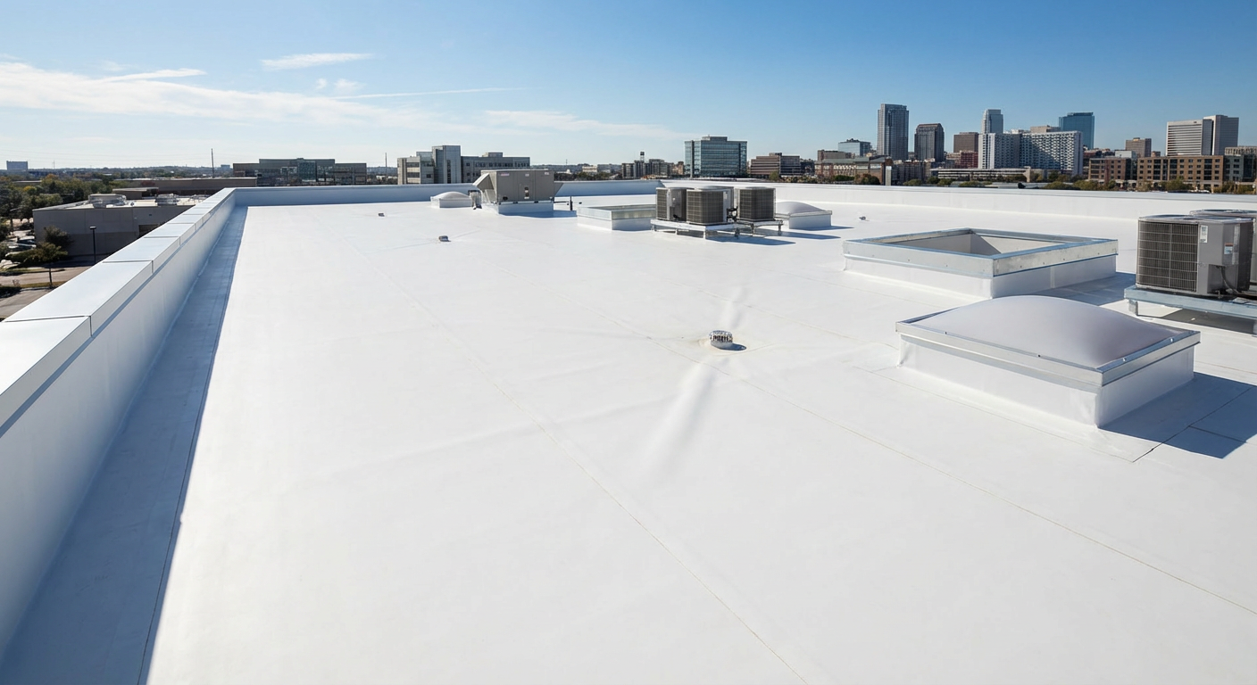 Completed flat roof installation with new EPDM membrane in New Jersey